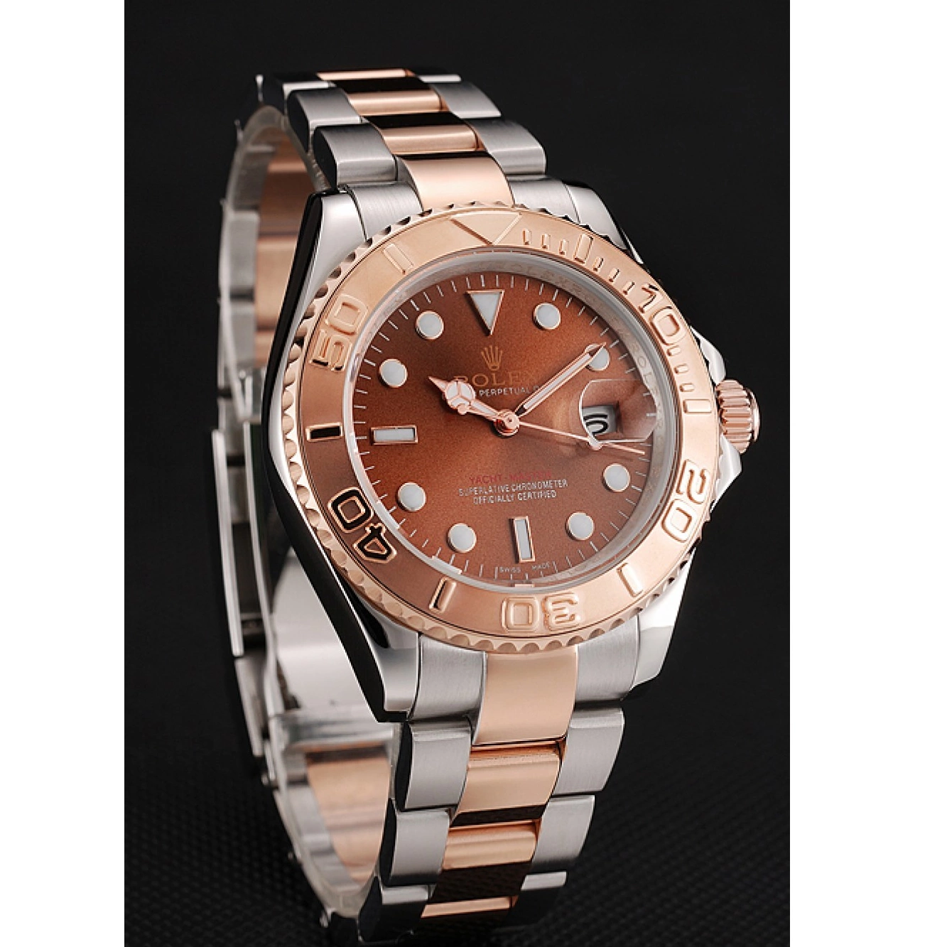 Aaa replica Master Stainless Gold Yacht Steel Tone 1453864 Bracelet Rose Rolex Dial Two 0816